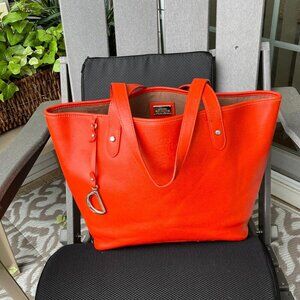 Lauren Ralph Lauren  Large Leather Tote in a FUN Orange